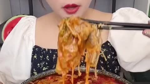 ASMR Mukbang Eating Show, ASMR Noodle Soup Eating Girls (8)