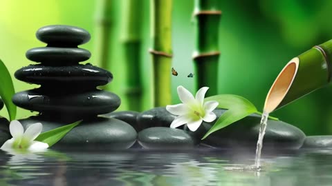 Bamboo Water Fountain and Healing Piano Music - Relaxing Music, Sleep Music, Spa Music, Meditation