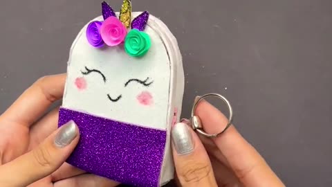 DIY Unicorn Mini Bag Keychain 🦄😍 #shorts #diy #crafts #tutorial #craft #creative #art #artist