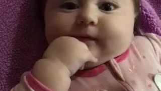 Baby talks to mom