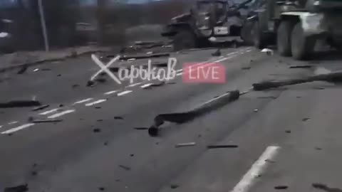 Russia attacks Ukraine - near Kharkiv, russian trucks "Ural"