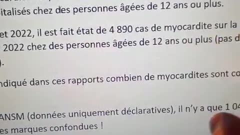 A propos de myocardites gravissimes, troubles du rythme et mécanismes thromboemboliques et décès. Source ANSM, EPIPHARE