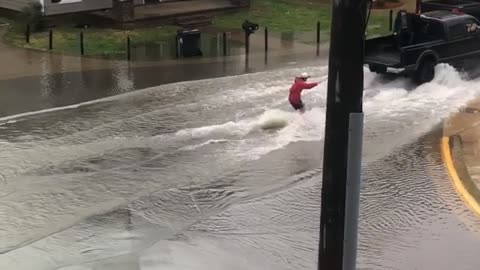 That's One Way to Get Around a Flooded Street