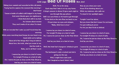 LYRIC SONG Bed Of Roses