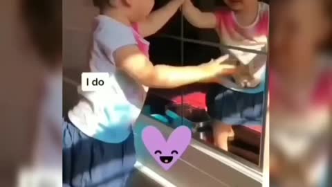 Cute baby playing with a cat 😍 #shorts 🔥 #BabiesTv, funny baby, baby video