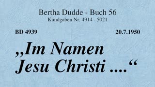 BD 4939 - "IM NAMEN JESU CHRISTI ...."