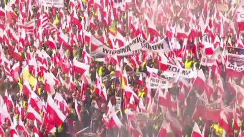 Poland “Stop ecoterrorism” says a poster during a farmers’ demonstration in Warsaw