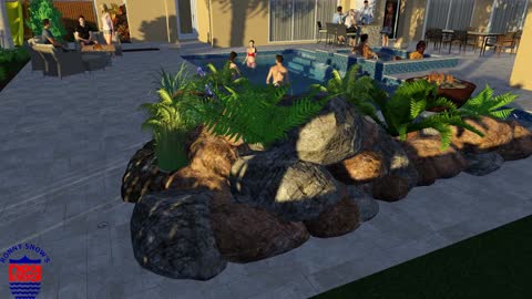 Custom Rock Waterfall and Firebowl Design