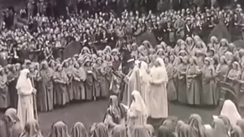 Princess Elizabeth in 1946 in some weird druid ritual before she became Queen Elizabeth II