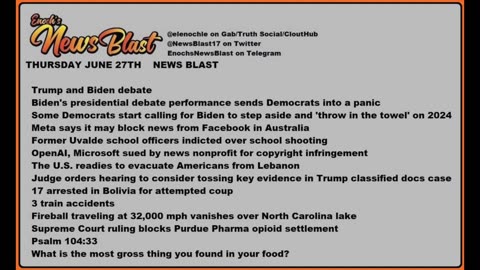 Thursday, June 27, 2024 News Blast