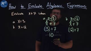 How to Evaluate Algebraic Expressions | Evaluate x+7 when x=3 and x=12 | Part 1 of 6 | Minute Math