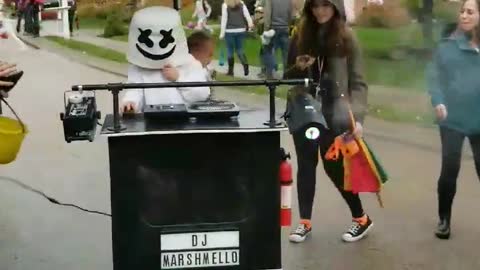 Disco Ball Baby Halloween Costume with DJ Marshmello