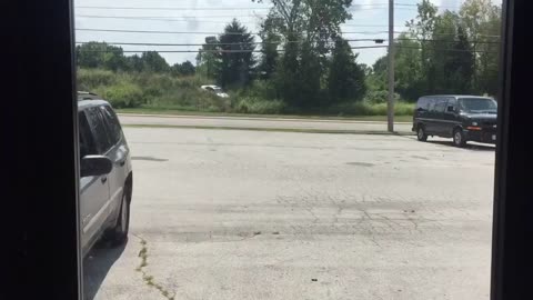 Aug 31 2017 car tries to drive onto road towards president trumps car caravan as it drives by