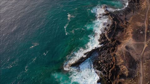 top view of the coast of the atlantic ocean and the reserve on the island of tenenife canary