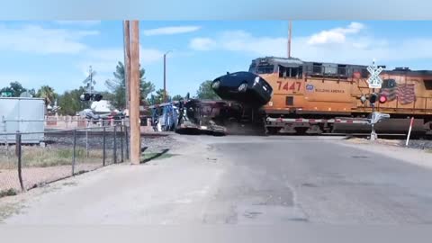 Train hits a stork Truck