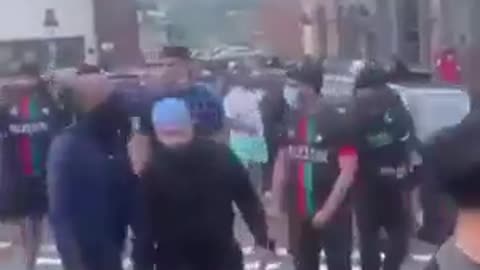 mob of visibly heavily armed Muslims in Stoke roam the streets