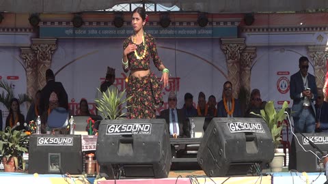 Beautiful Nepalese Girl Dance with Traditional Dress-up