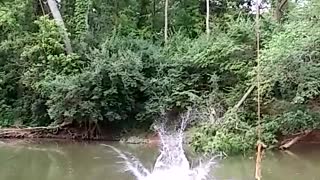 Double Backflip off a Rope Swing