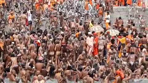 Devotes taking holy bath in KUMBH mela 2021