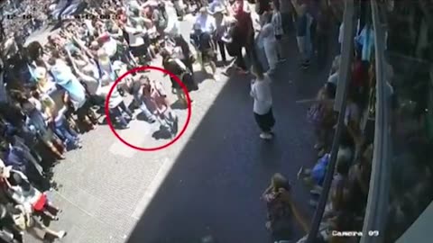 Shocking moment Argentine President Milei is nearly struck in the head by a bottle