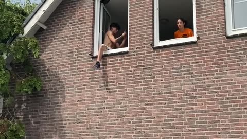 Girl jump from window