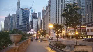 A Beautiful Night in Chicago Along Wacker Drive