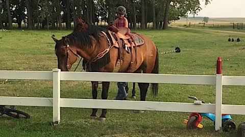 Little Girl And Her Horse Mirrored from Face Book Upload