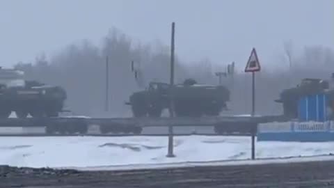 GRAD rockets and fuel trucks on a train headed to Mozyr near Ukraine