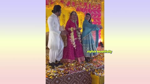 Saba ibrahim cutting cake and dancing with Shoaib and Deepika ibrahim in her haldi baraat