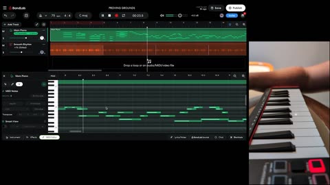 Lunch Break Song Work with an Akai LPK25, BandLab, and a Mac