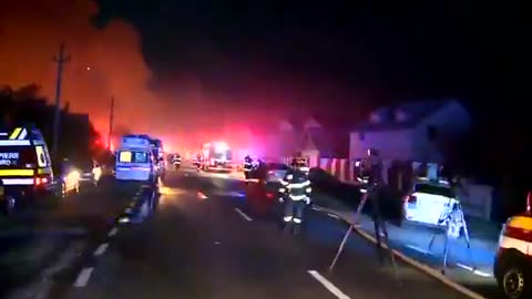 Massive blast near a liquified natural gas site in Bucharest, Romania.