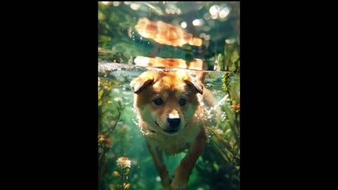 Lovely Dog Takes a Joyful Swim in the Lake | Dog's First Swim Adventure