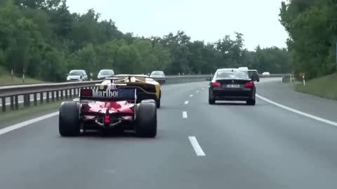 Formula Car on a Public Highway in the Czech Republic