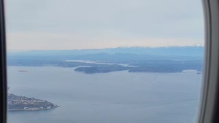 From the airplane window Seattle downtown