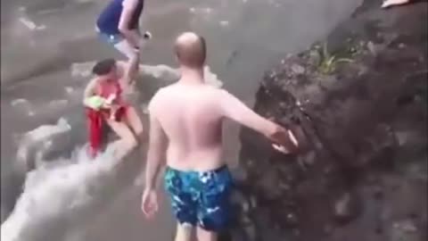 Women And men slip in flood