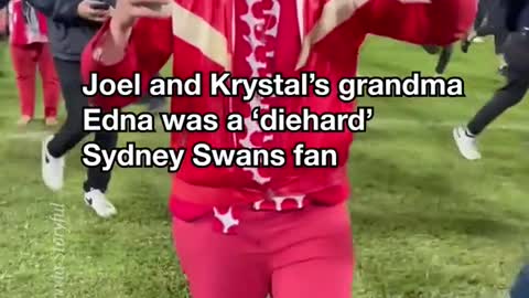 Joel and Krystal's grandmaEdna was a 'diehard'Sydney Swans fan