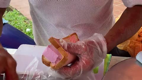 Rainbow Bread Ice Cream | Singapore Street Food