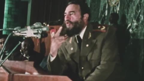 Cuban Leader Fidel Castro Speaks At The Arab-African Solidarity Conference Held In Ethiopia