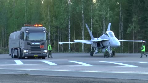 F-18D Hornet hot refueling on the highway