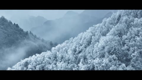 Outdoor aerial photography, enjoy the early morning snowy sunrise in the U.S. Rocky Mountains