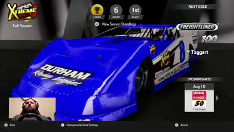 100% Late Model Season in Xtreme Dirt Tour on NASCAR Heat 3. Race #6. Jefferson