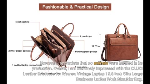 CLUCI Leather Briefcase for Women Vintage #Laptop 15.6-Overview