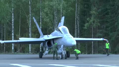 F-18D Hornet hot refueling on the highway