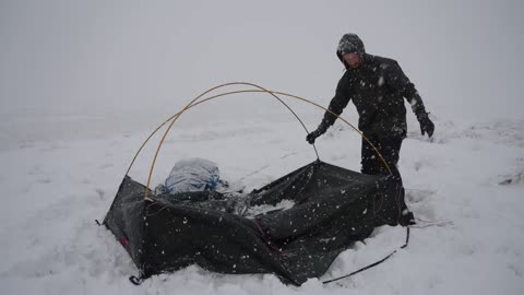 CAMPING in a BLIZZARD - WINTER STORM - Snow and Heavy Rain