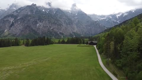 Nature Mountains and Drone landing near it