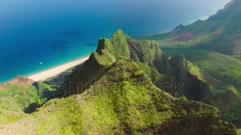 Breathtaking aerial view dramatic mountains.