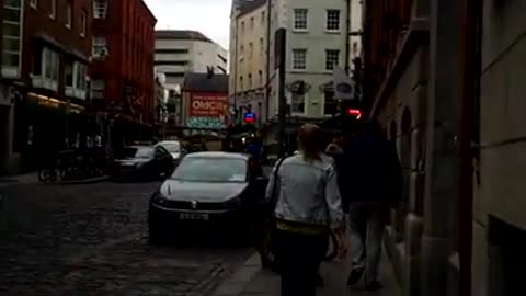 Walking in Temple Bar Area in Dublin