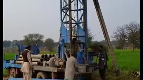 Deep Well Rig Drilling Process for Water Pump Installation