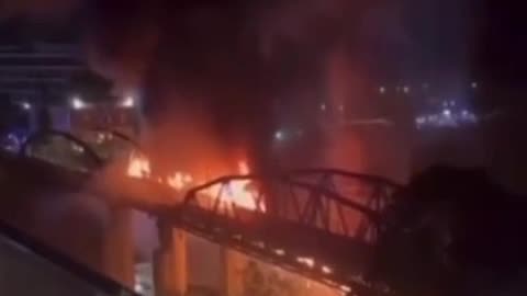 The "Iron Bridge" in Rome, Italy burned down and collapsed, yesterday evening.