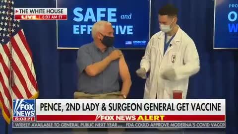 Karen Pence and Mike Pence getting the a coronavirus vaccine shot